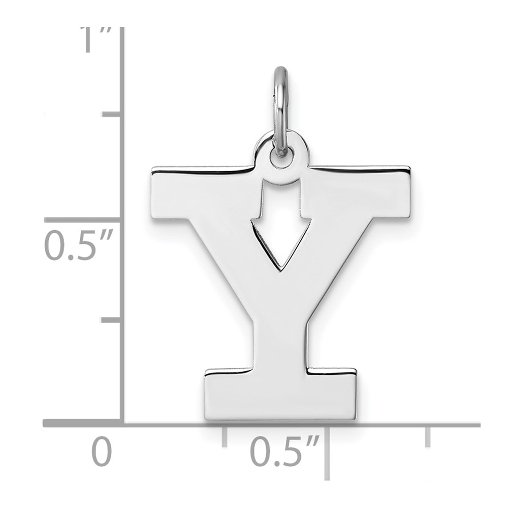 Large Sterling Silver Rhodium-plated Block Letter Y Initial Charm (QC11255Y)