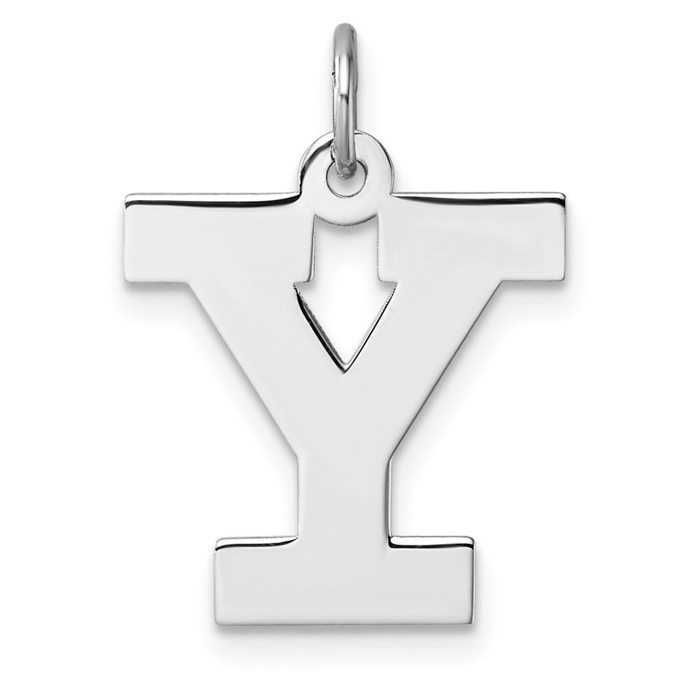Large Sterling Silver Rhodium-plated Block Letter Y Initial Charm (QC11255Y)