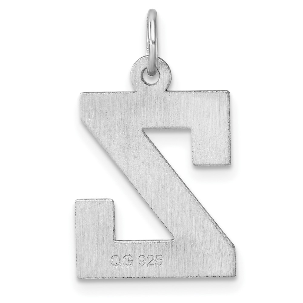 Large Sterling Silver Rhodium-plated Block Letter Z Initial Charm (QC11255Z)