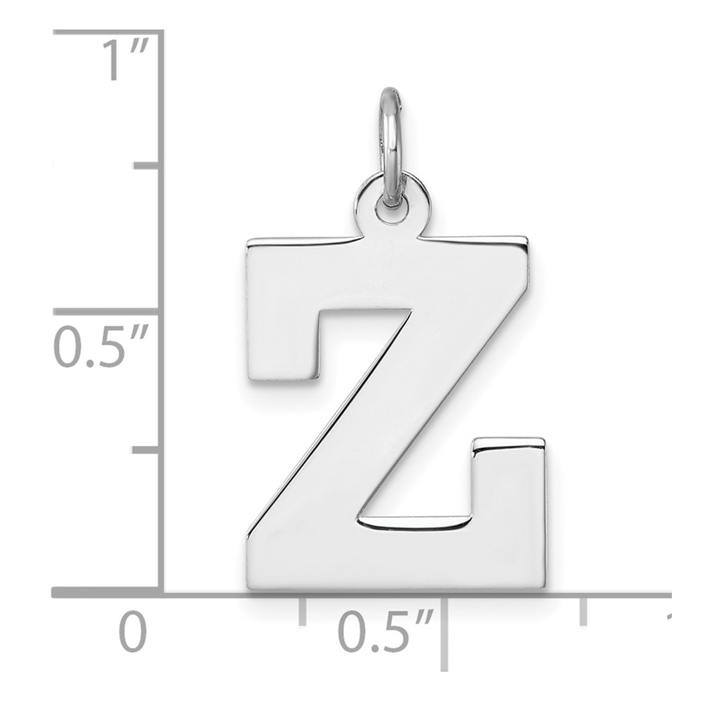 Large Sterling Silver Rhodium-plated Block Letter Z Initial Charm (QC11255Z)
