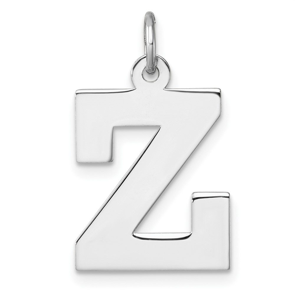 Large Sterling Silver Rhodium-plated Block Letter Z Initial Charm (QC11255Z)