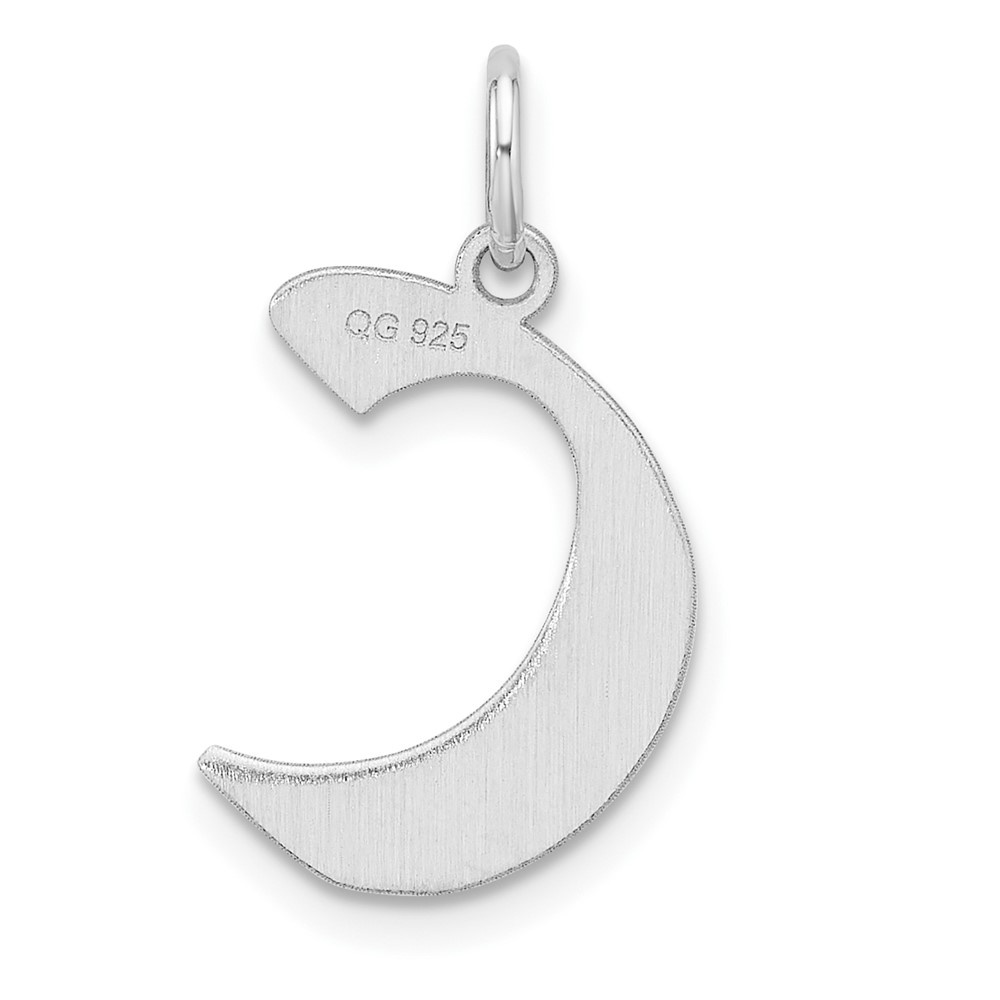 Small Sterling Silver Rhodium-plated Artisan Block Letter C Initial Charm (QC11256C)