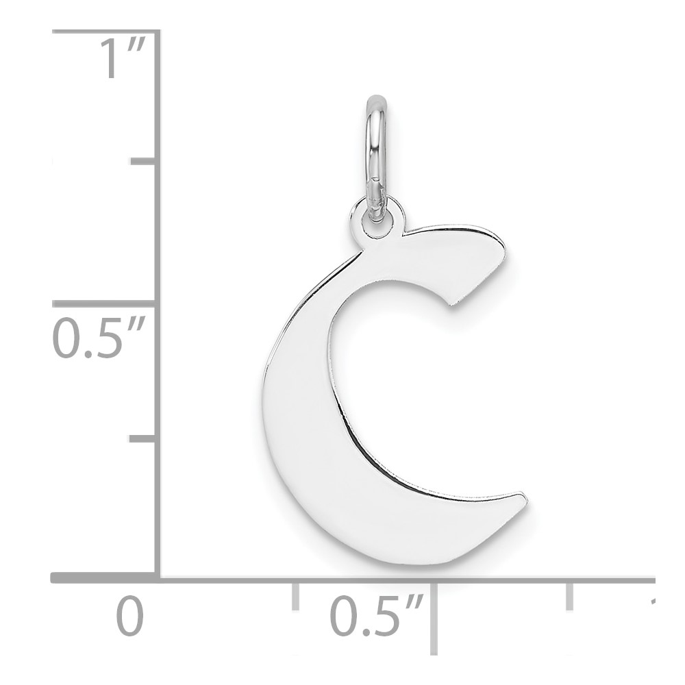 Small Sterling Silver Rhodium-plated Artisan Block Letter C Initial Charm (QC11256C)