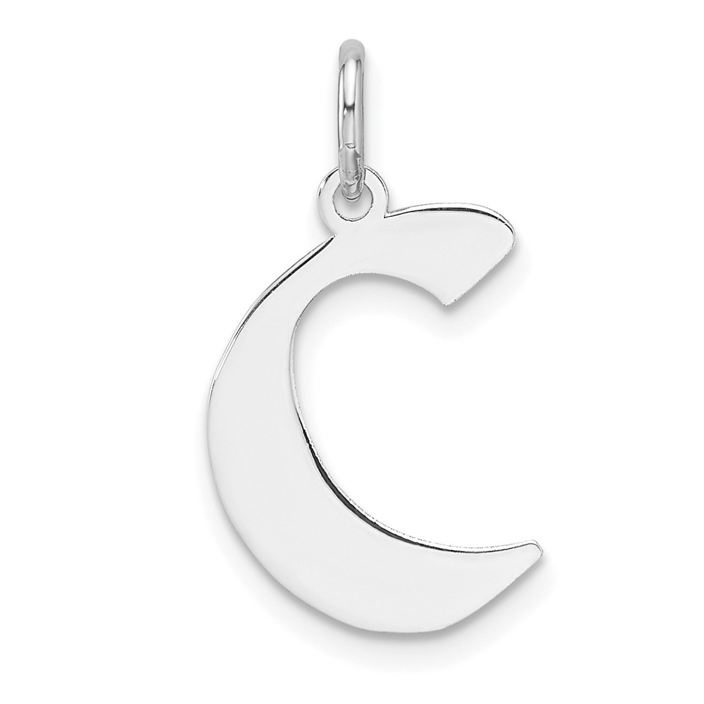 Small Sterling Silver Rhodium-plated Artisan Block Letter C Initial Charm (QC11256C)