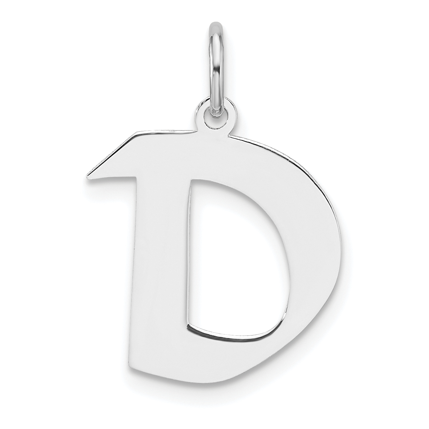 Small Sterling Silver Rhodium-plated Artisan Block Letter D Initial Charm (QC11256D)