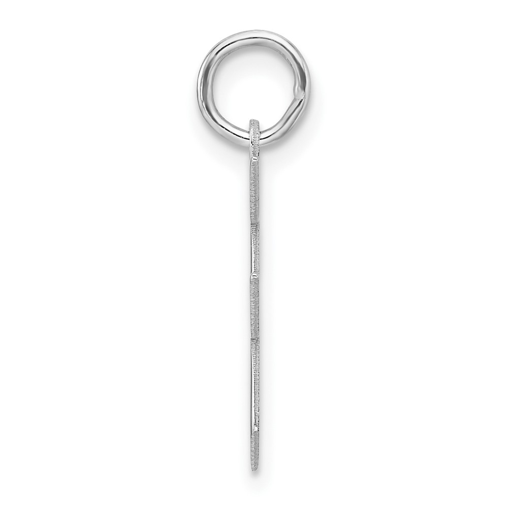 Small Sterling Silver Rhodium-plated Artisan Block Letter F Initial Charm (QC11256F)