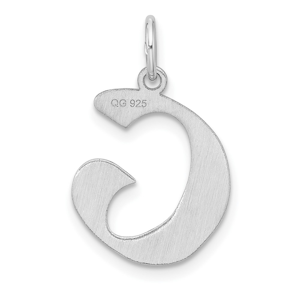 Small Sterling Silver Rhodium-plated Artisan Block Letter G Initial Charm (QC11256G)