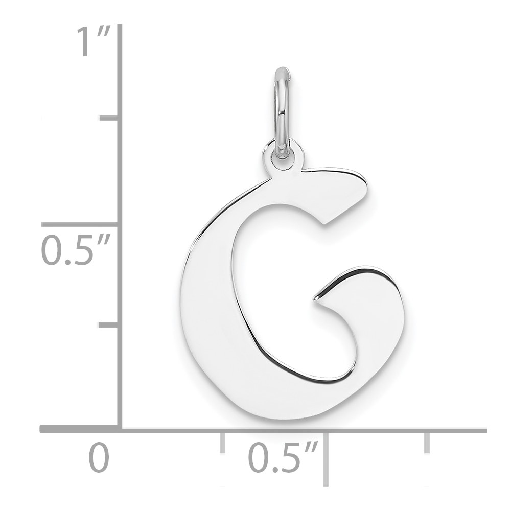 Small Sterling Silver Rhodium-plated Artisan Block Letter G Initial Charm (QC11256G)