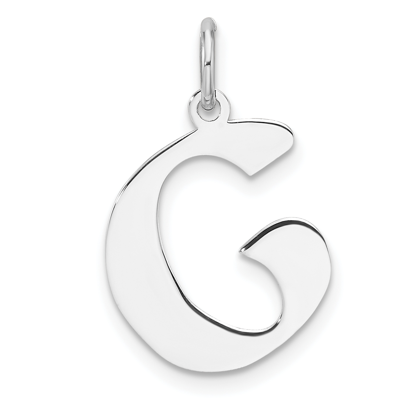 Small Sterling Silver Rhodium-plated Artisan Block Letter G Initial Charm (QC11256G)