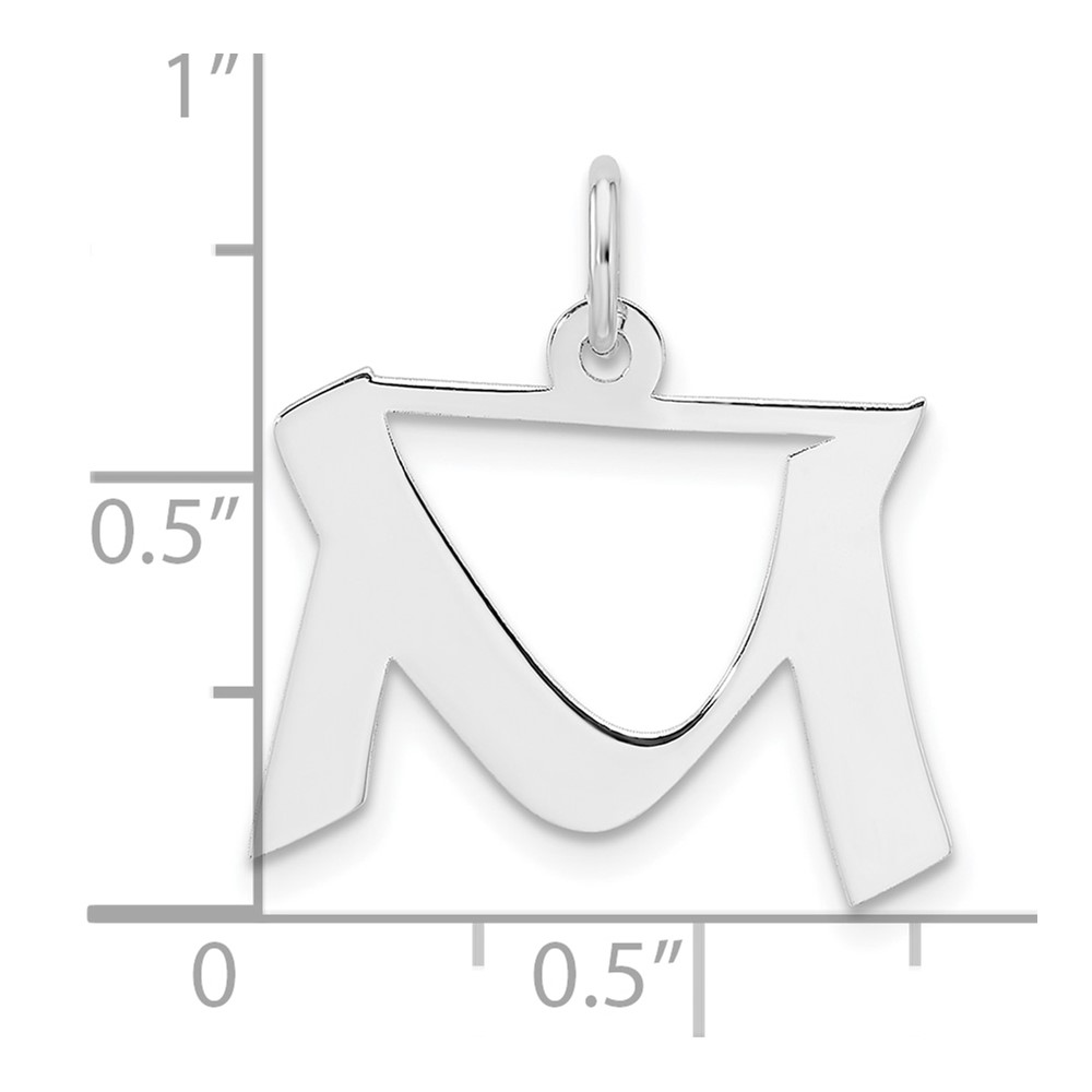 Small Sterling Silver Rhodium-plated Artisan Block Letter M Initial Charm (QC11256M)