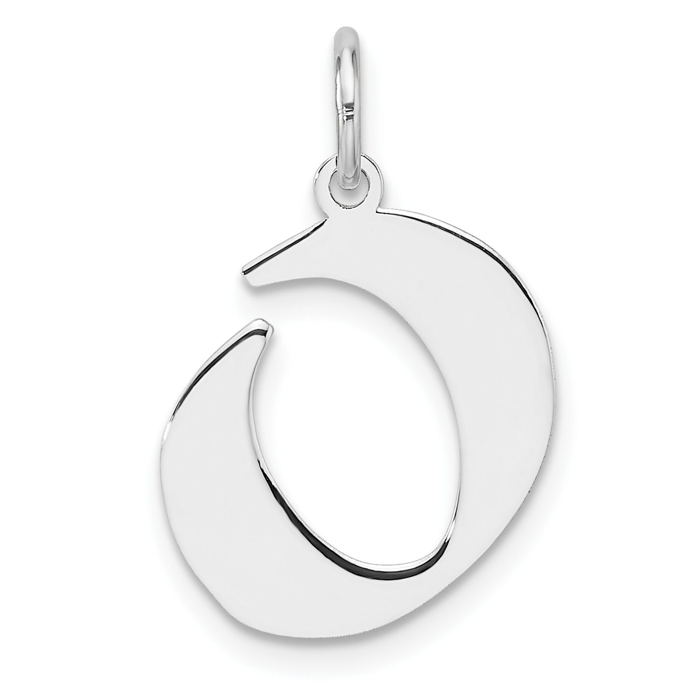 Small Sterling Silver Rhodium-plated Artisan Block Letter O Initial Charm (QC11256O)