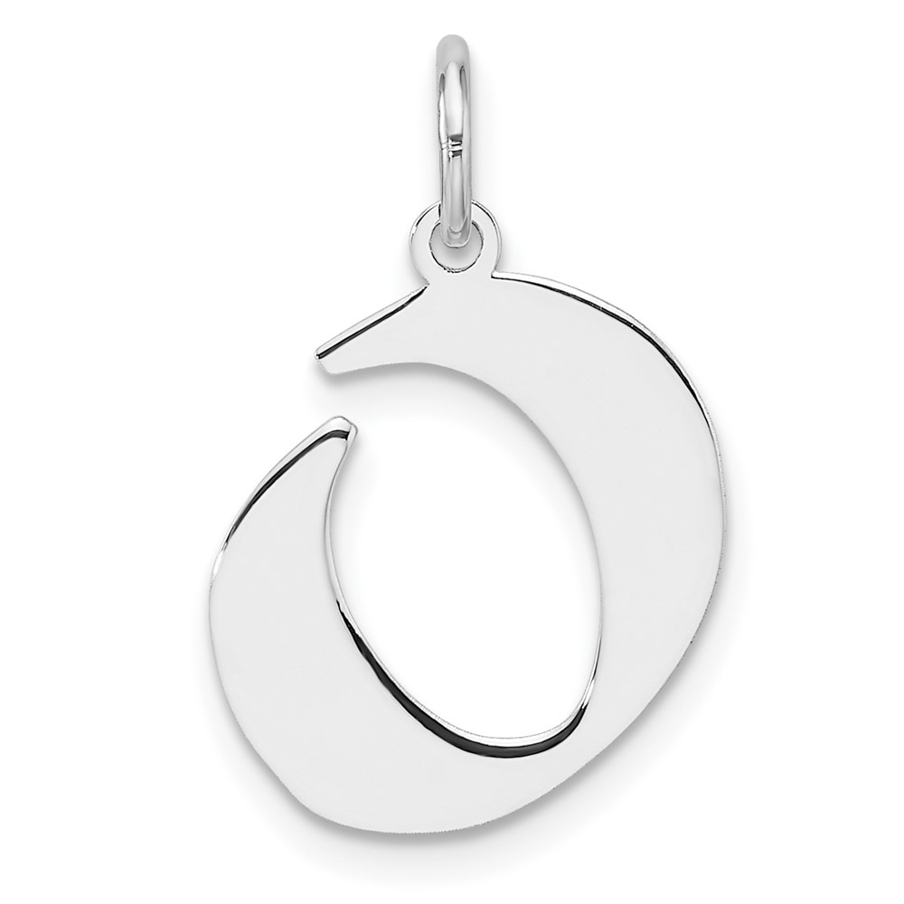 Small Sterling Silver Rhodium-plated Artisan Block Letter O Initial Charm (QC11256O)