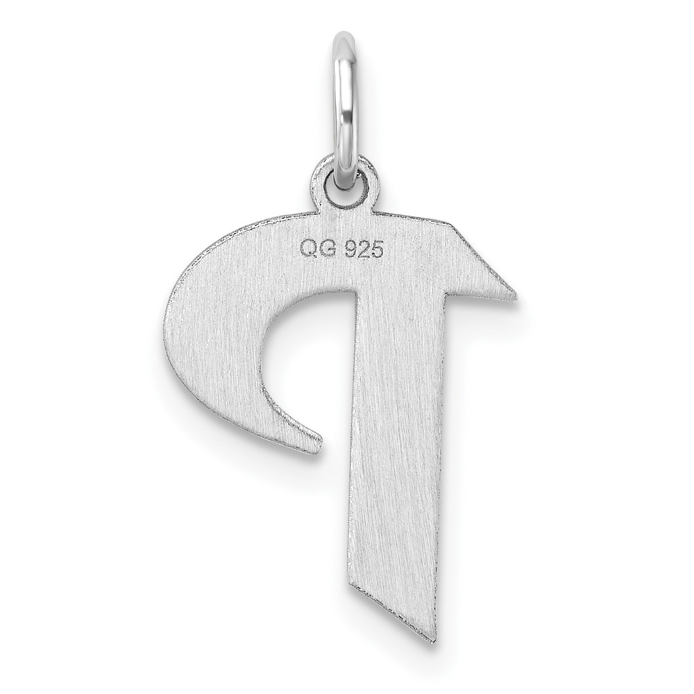 Small Sterling Silver Rhodium-plated Artisan Block Letter P Initial Charm (QC11256P)