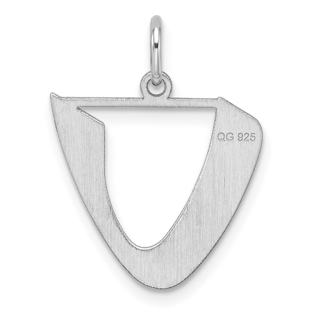 Small Sterling Silver Rhodium-plated Artisan Block Letter U Initial Charm (QC11256U)