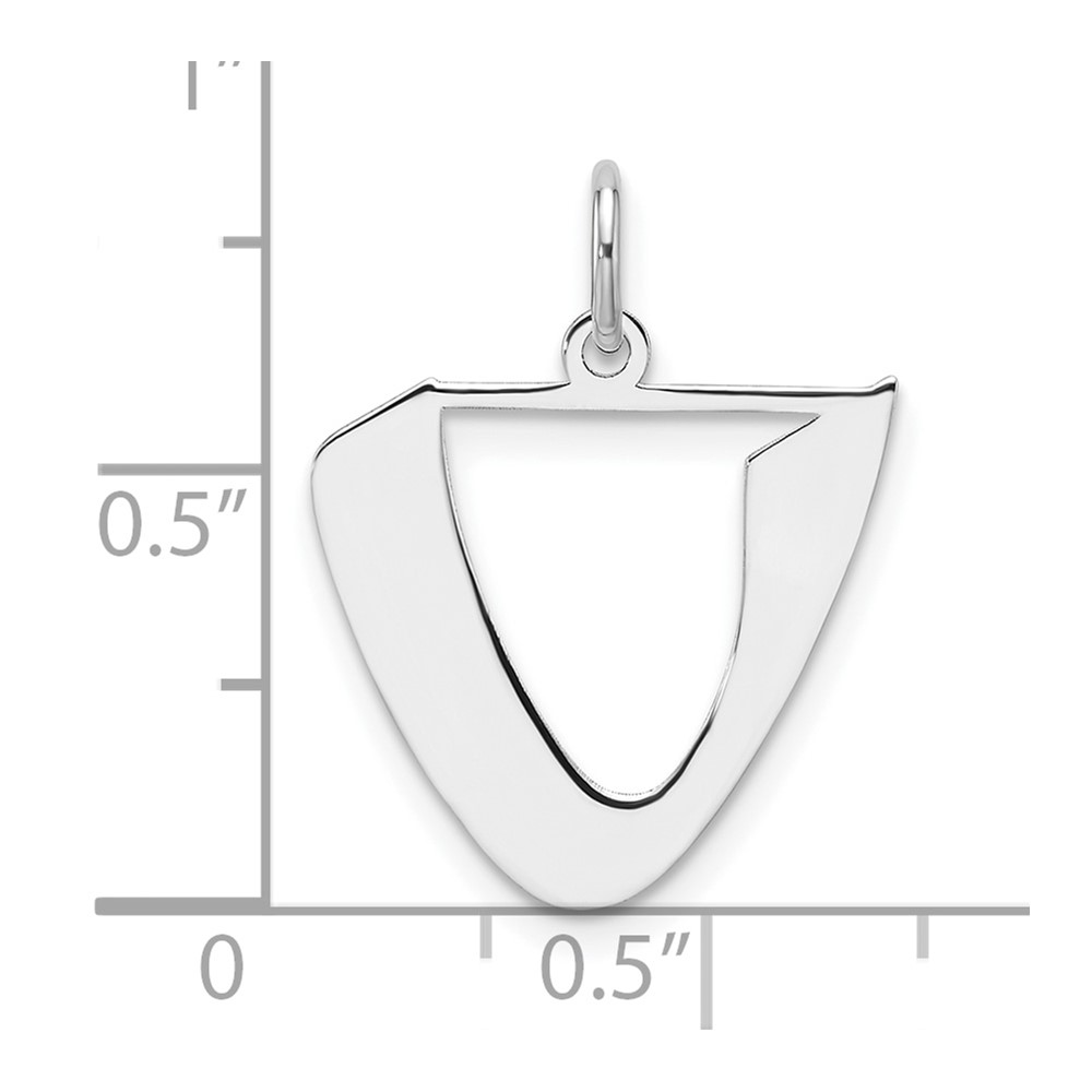 Small Sterling Silver Rhodium-plated Artisan Block Letter U Initial Charm (QC11256U)