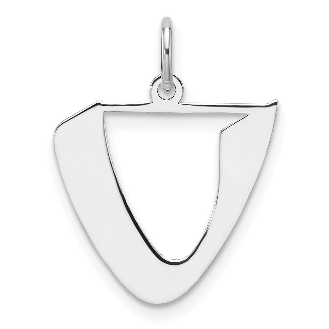 Small Sterling Silver Rhodium-plated Artisan Block Letter U Initial Charm (QC11256U)