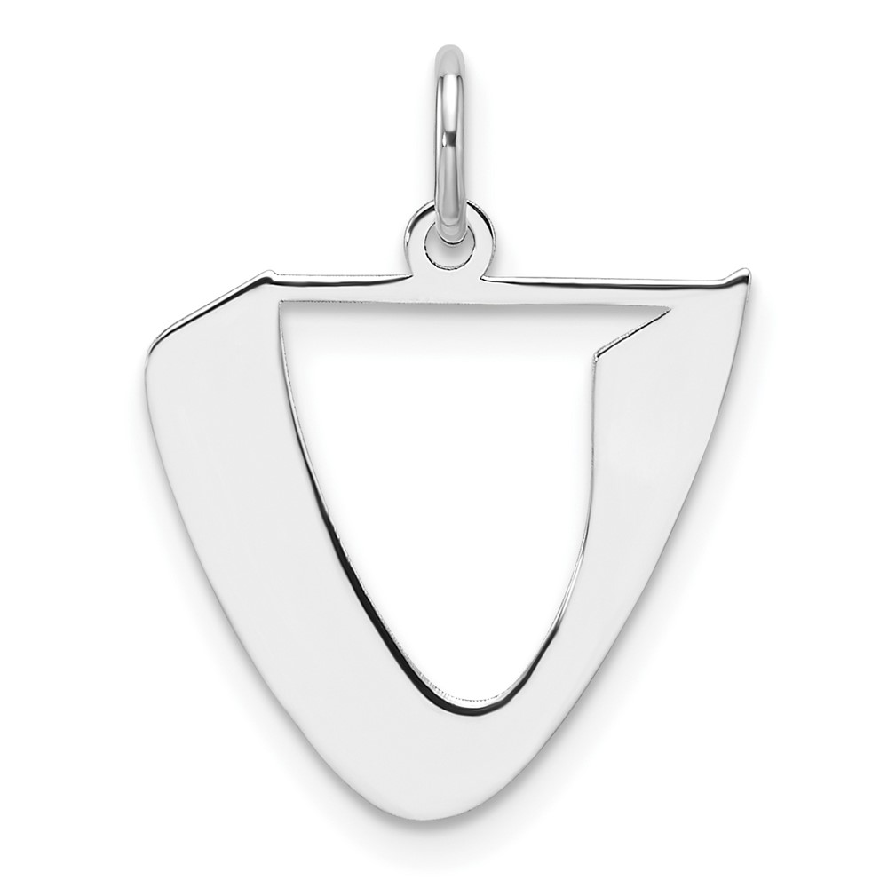 Small Sterling Silver Rhodium-plated Artisan Block Letter U Initial Charm (QC11256U)
