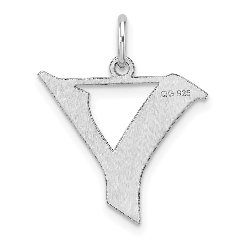 Small Sterling Silver Rhodium-plated Artisan Block Letter Y Initial Charm (QC11256Y)