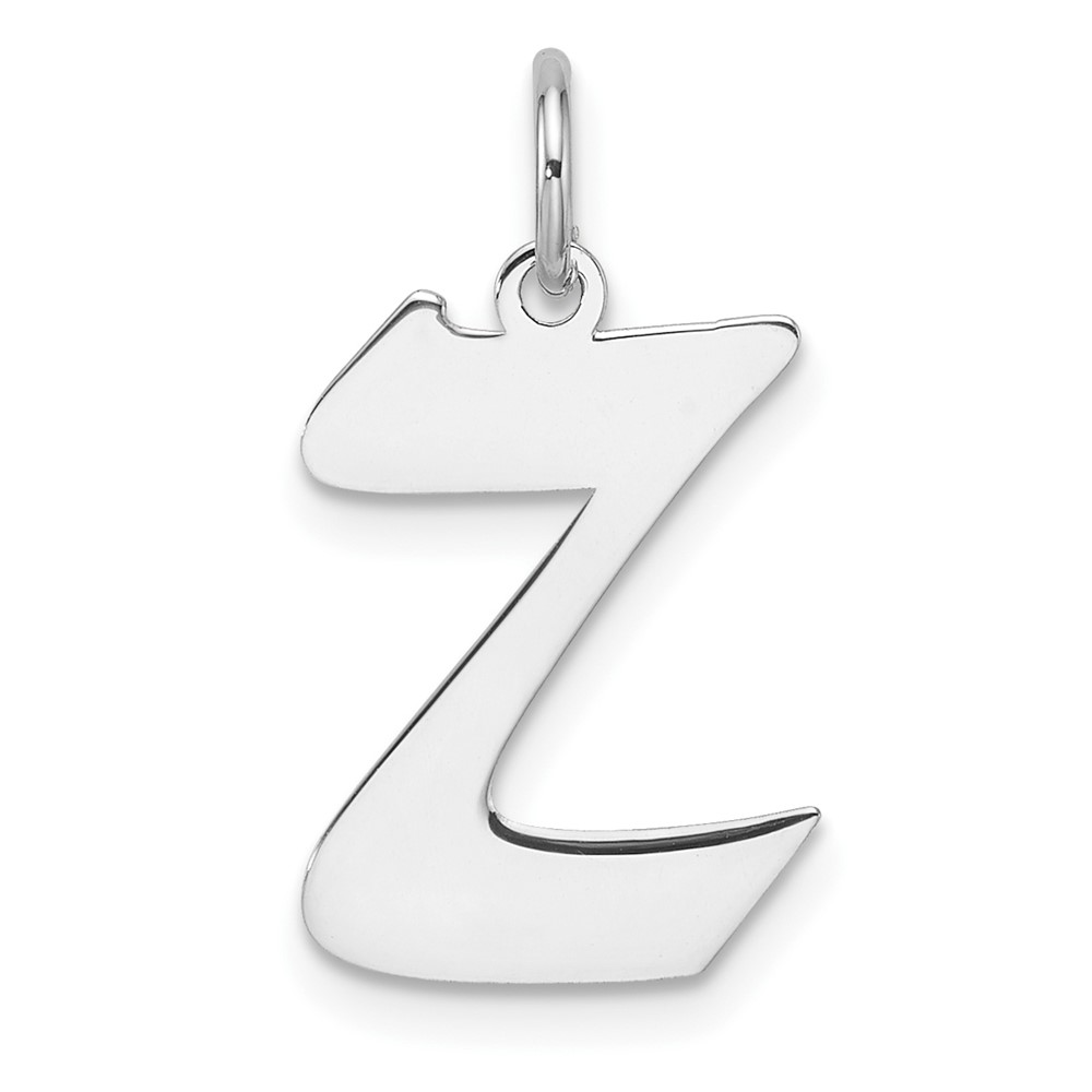 Small Sterling Silver Rhodium-plated Artisan Block Letter Z Initial Charm (QC11256Z)