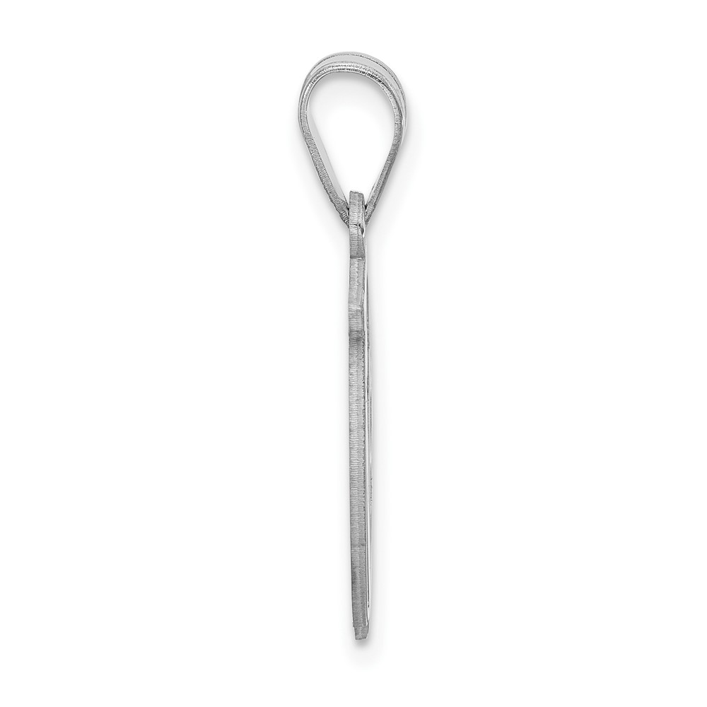 Small Sterling Silver Rhodium-plated Fancy Script Letter V Initial Pendant (QC11257V)