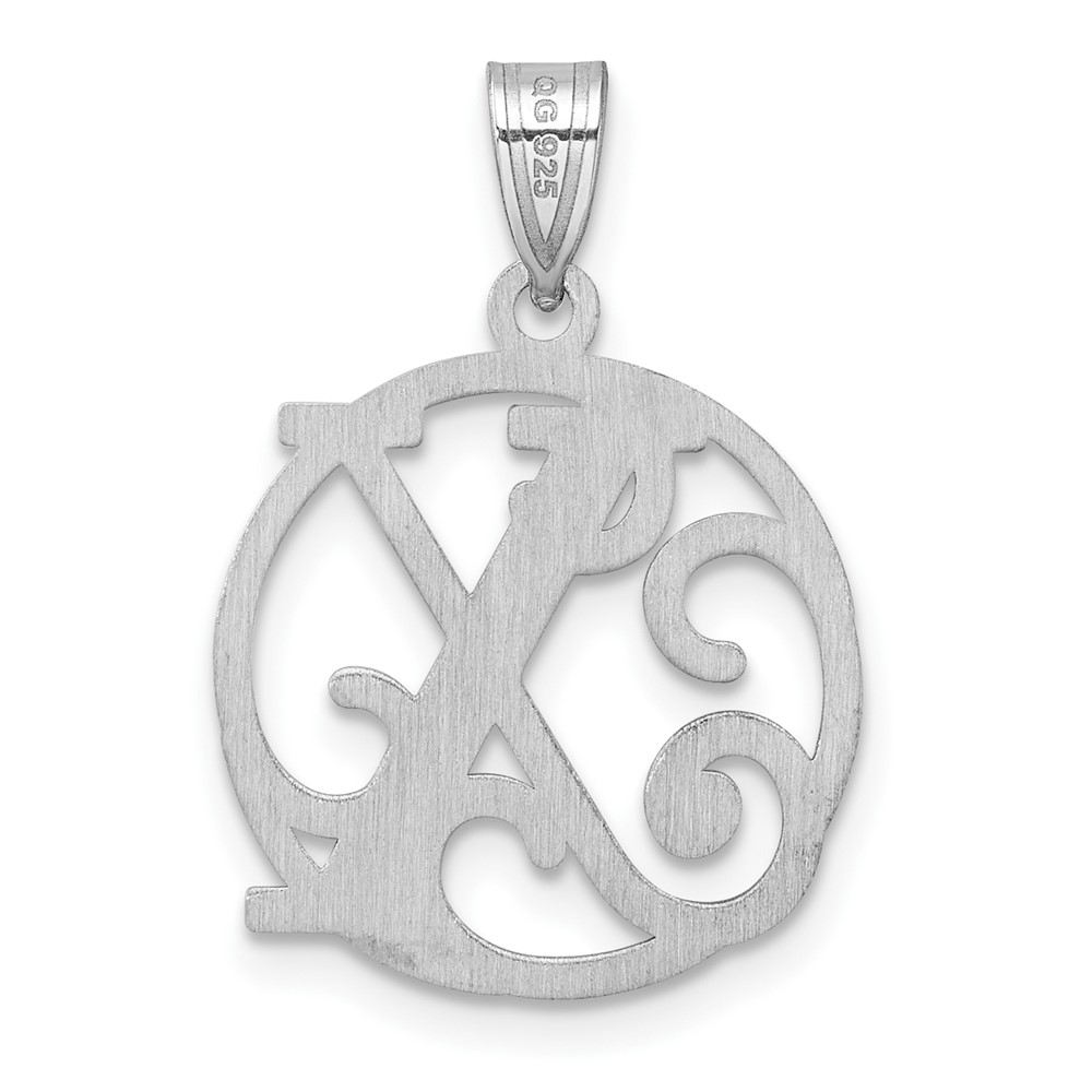 Small Sterling Silver Rhodium-plated Fancy Script Letter X Initial Pendant (QC11257X)