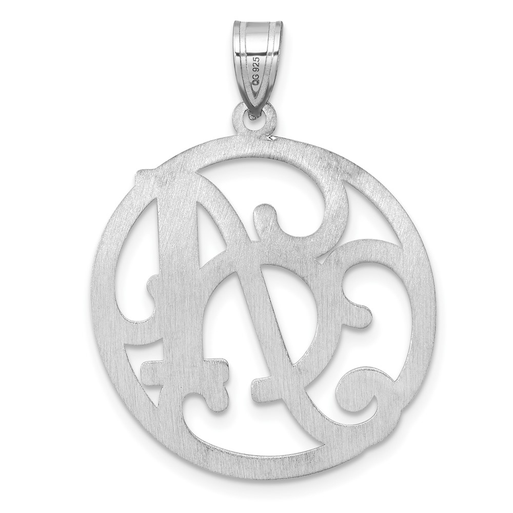 Large Sterling Silver Rhodium-plated Fancy Script Letter A Initial Pendant (QC11258A)