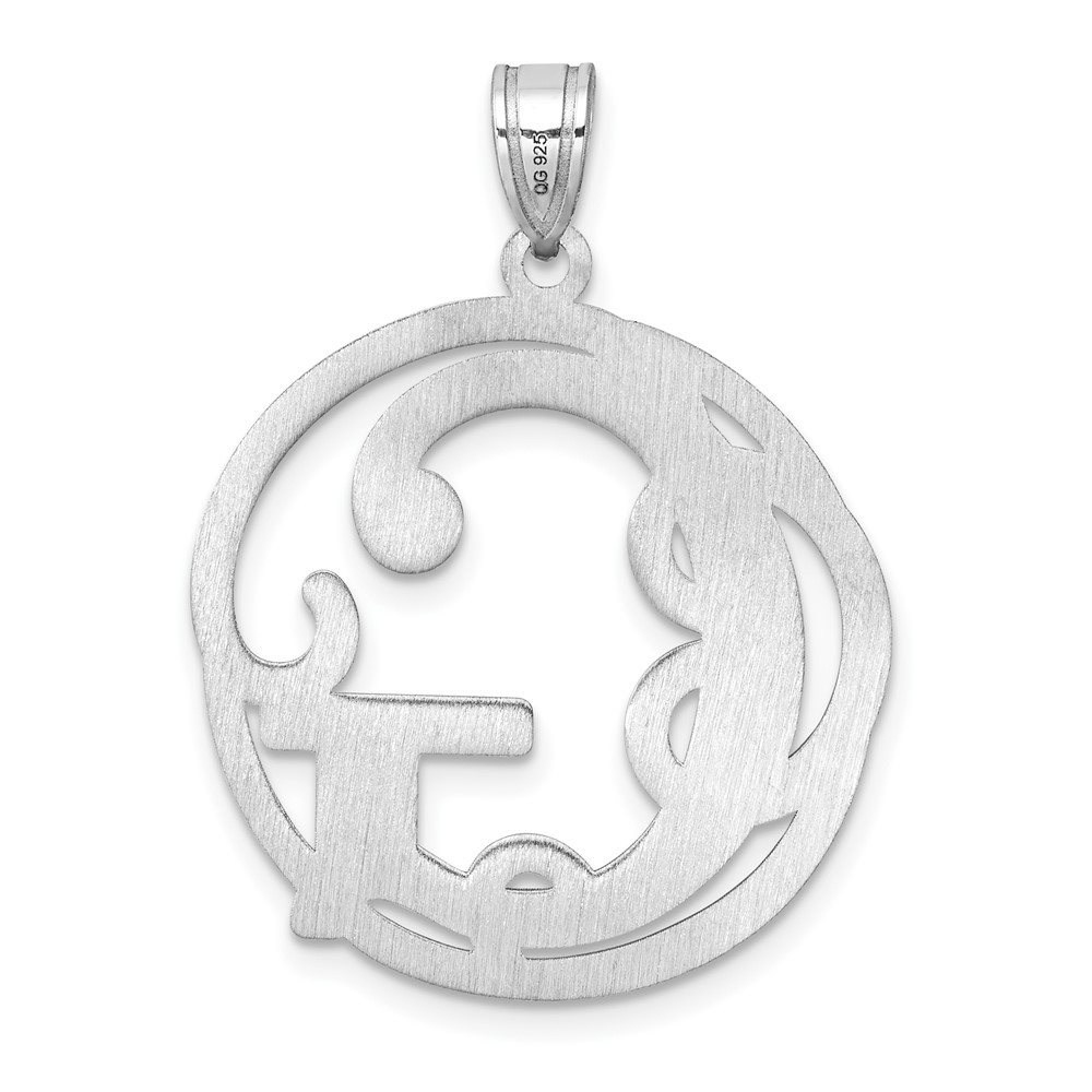 Large Sterling Silver Rhodium-plated Fancy Script Letter G Initial Pendant (QC11258G)