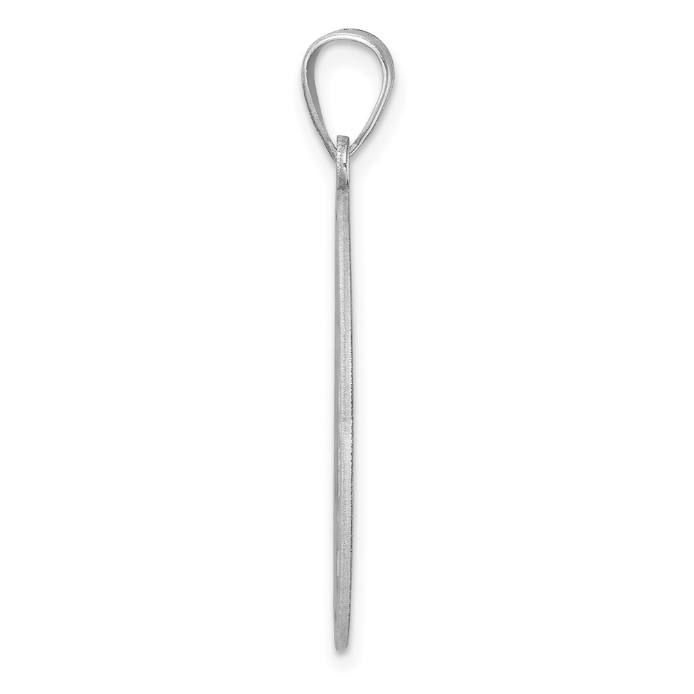 Large Sterling Silver Rhodium-plated Fancy Script Letter I Initial Pendant (QC11258I)