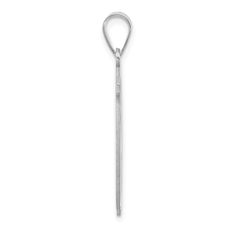 Large Sterling Silver Rhodium-plated Fancy Script Letter V Initial Pendant (QC11258V)