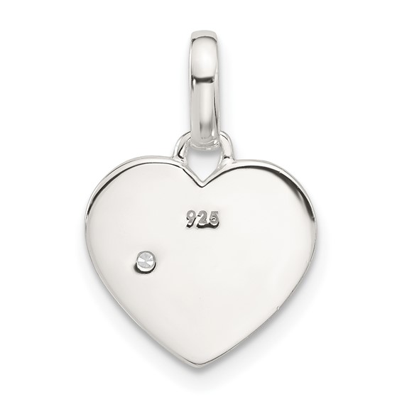 Sterling Silver E-coated CZ Heart Pendant