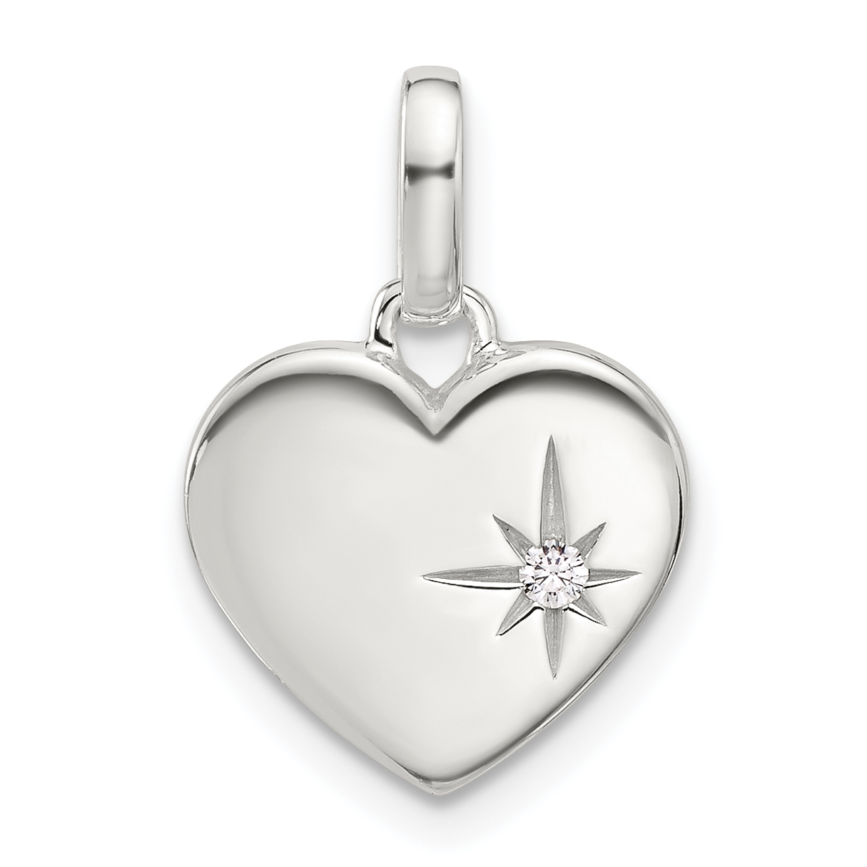Sterling Silver E-coated CZ Heart Pendant (QC11266)