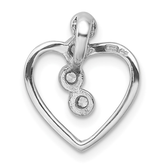 Sterling Silver Rhodium-plated with CZ Open Heart Slide Pendant
