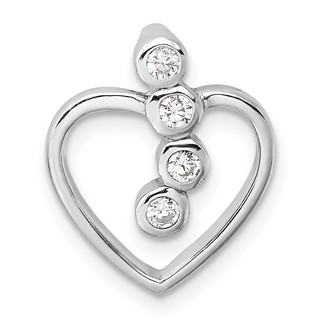 Sterling Silver Rhodium-plated with CZ Open Heart Slide Pendant