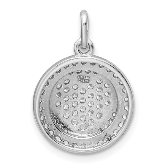 Sterling Silver Gold-plated CZ Heart Circle Pendant