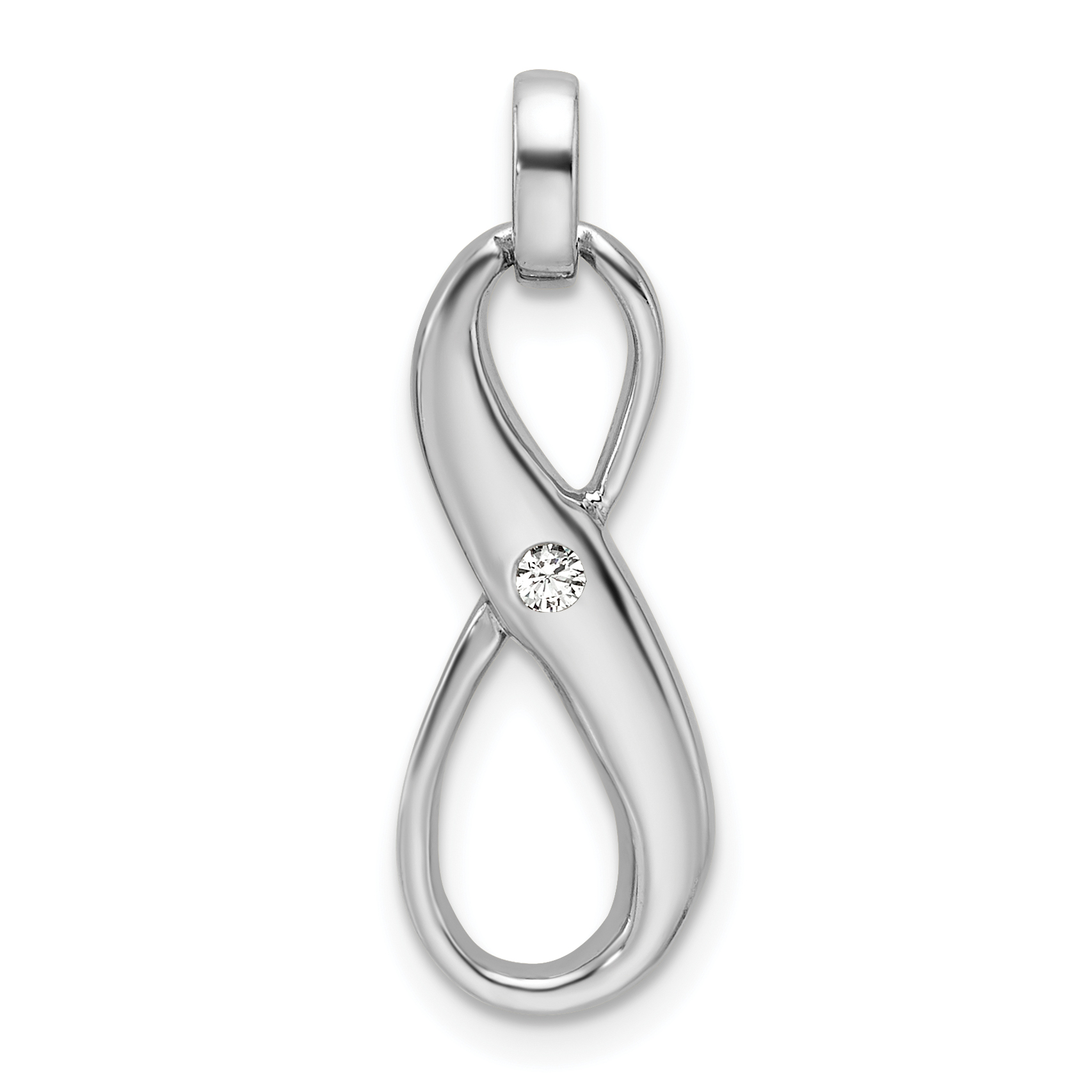 Sterling Silver Rhodium-plated with CZ Infinity Symbol Pendant (QC11292)