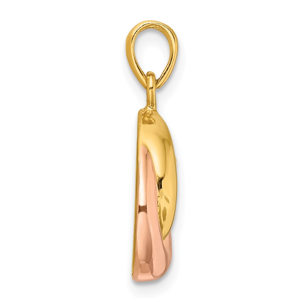 Sterling Silver with Rose and Gold-tone Laser Texture Knot Pendant (QC11293)