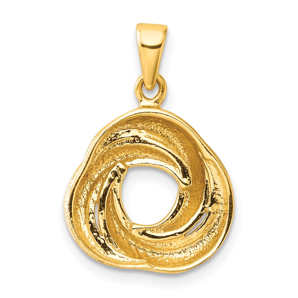 Sterling Silver with Rose and Gold-tone Laser Texture Knot Pendant (QC11293)