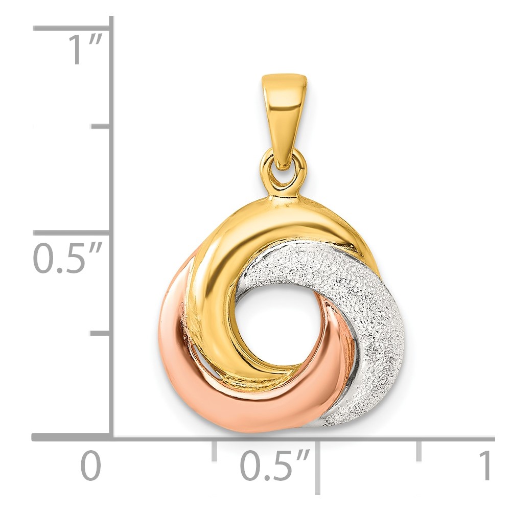 Sterling Silver with Rose and Gold-tone Laser Texture Knot Pendant (QC11293)