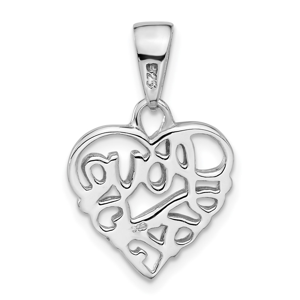 Sterling Silver Rhodium-plated Polished Hollow Love Pendant (QC11294)