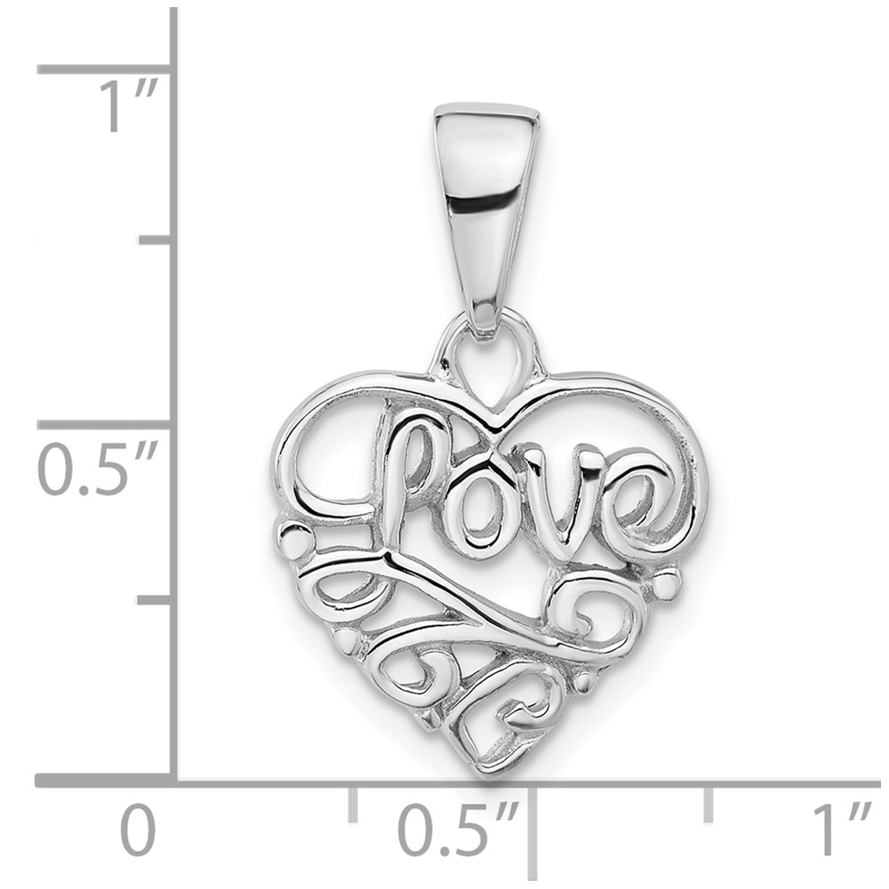 Sterling Silver Rhodium-plated Polished Hollow Love Pendant (QC11294)
