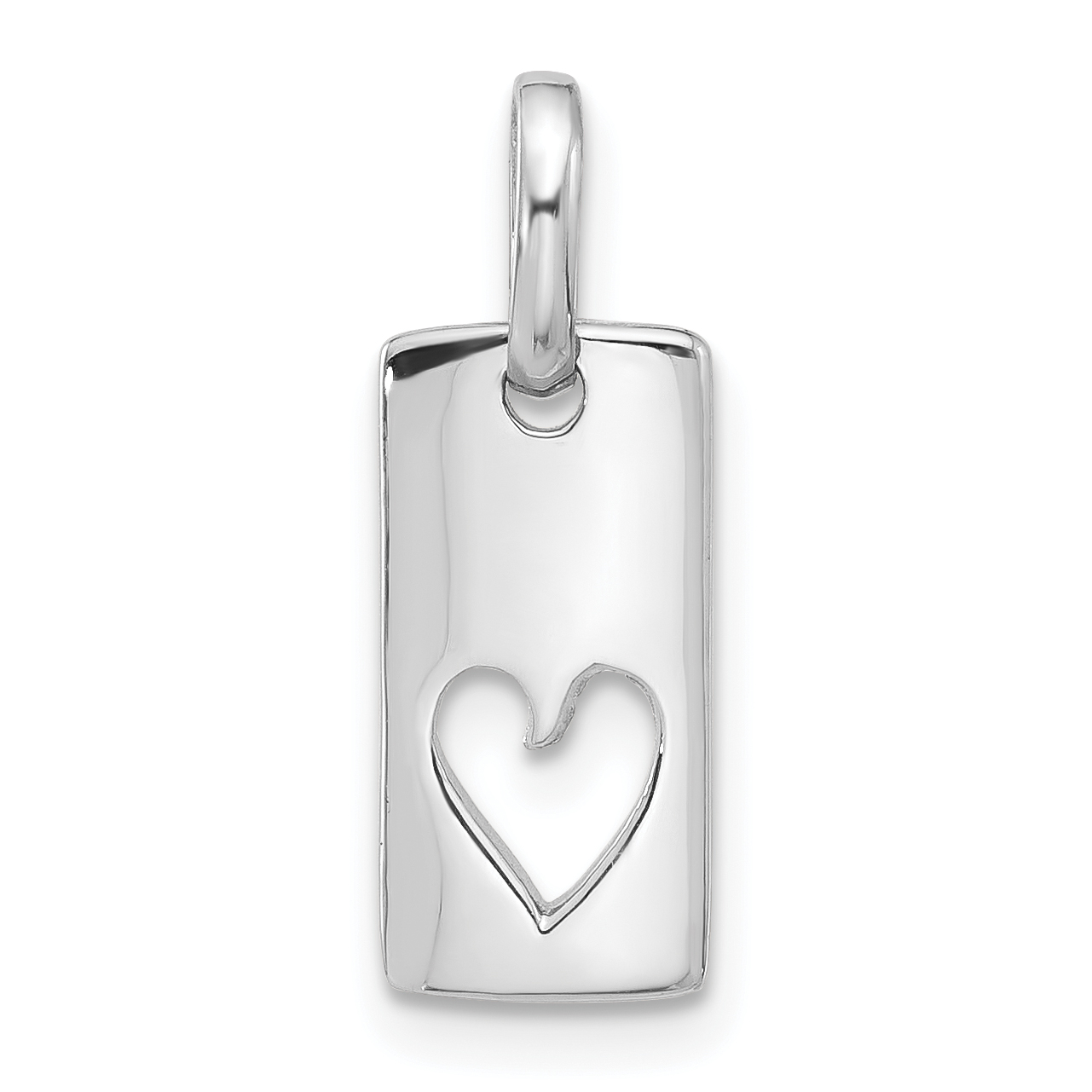 Sterling Silver Rhodium-plated Rectangle Cutout Heart Pendant (QC11302)