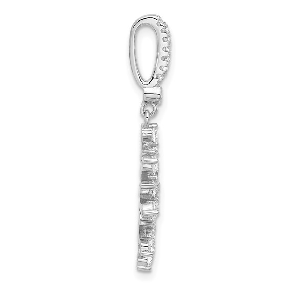 Sterling Silver Rhodium-plated CZ Snowflake Pendant