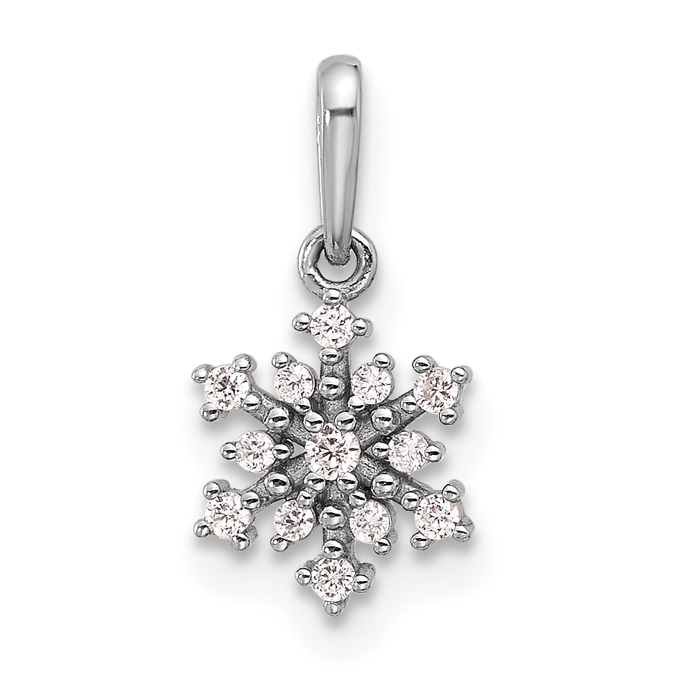 Sterling Silver Rhodium-plated Polished CZ Snowflake Pendant (QC11309)