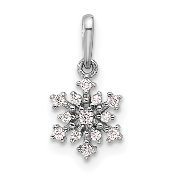 Sterling Silver Rhodium-plated Polished CZ Snowflake Pendant