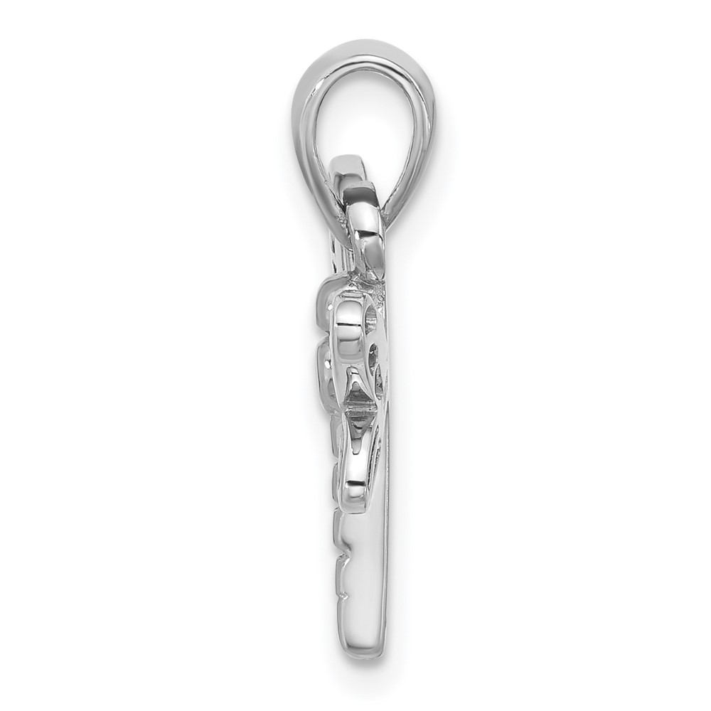 Sterling Silver Rhodium-Plated Polished Abalone Dragonfly Pendant (QC11324)