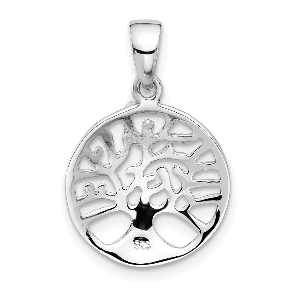 Sterling Silver Rhodium-plated Round Tree of Life Pendant (QC11333)
