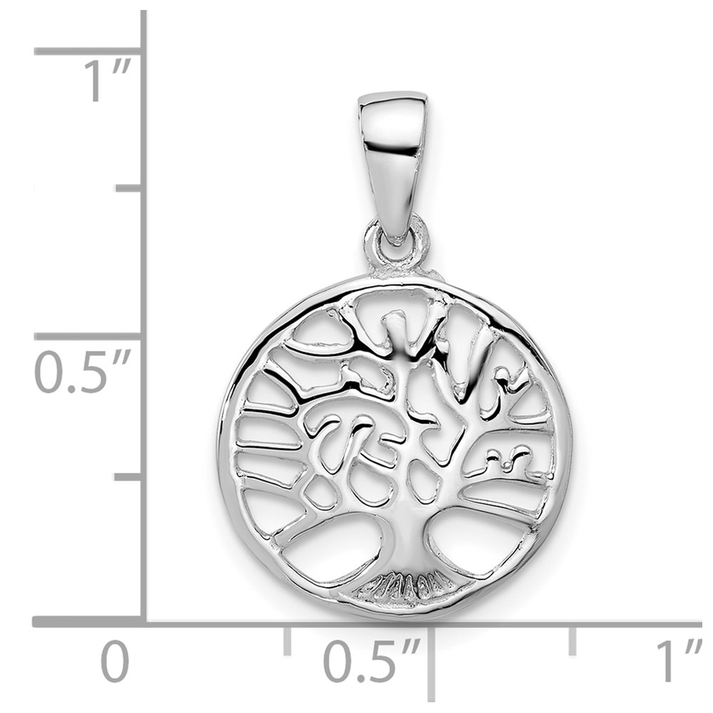 Sterling Silver Rhodium-plated Round Tree of Life Pendant (QC11333)