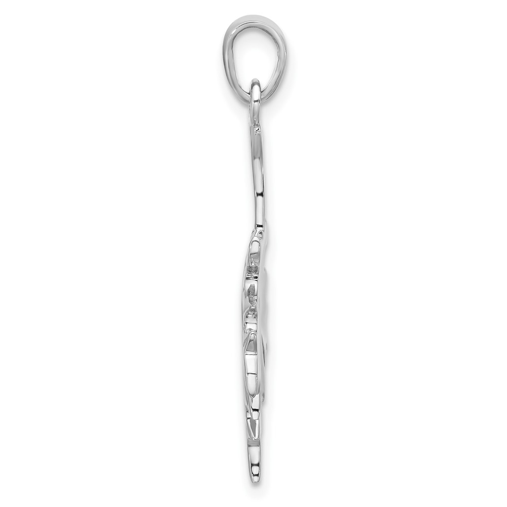 Sterling Silver Rhodium-Plated Polished Leaf Pendant (QC11334)