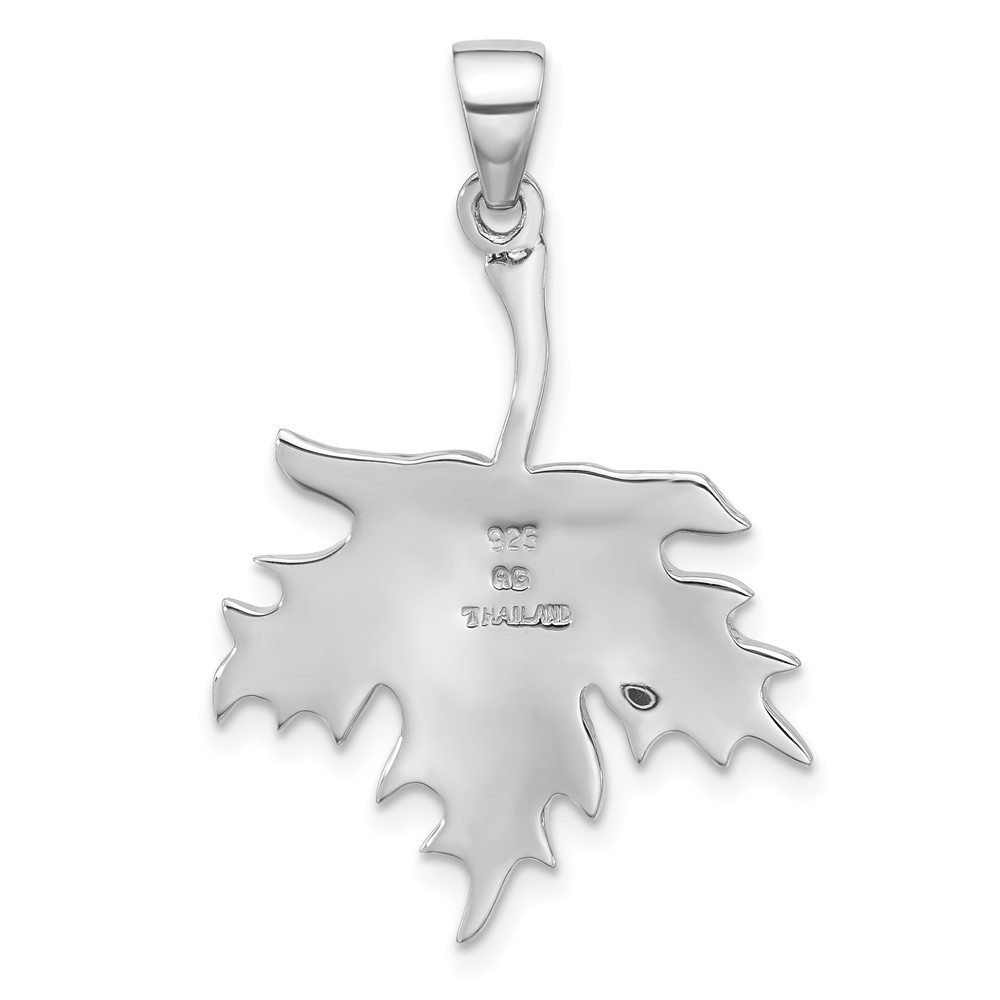 Sterling Silver Rhodium-Plated Polished Leaf Pendant (QC11334)