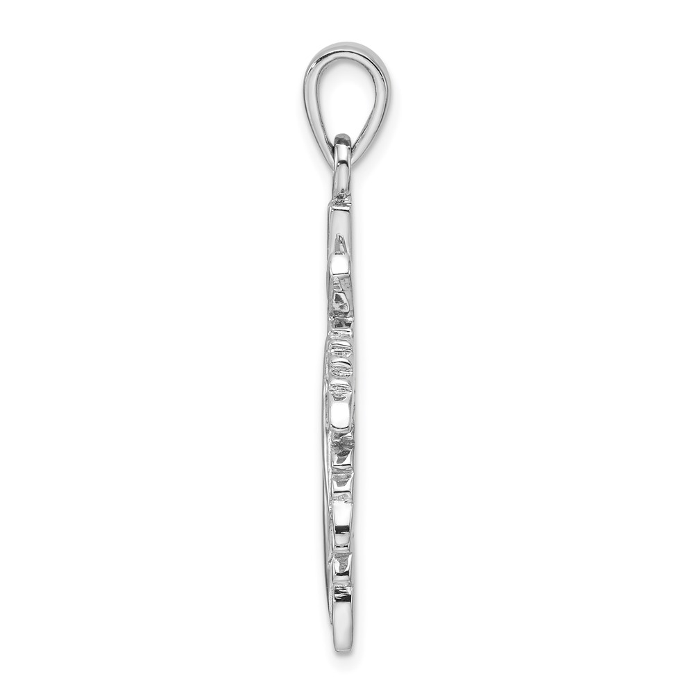 Sterling Silver Rhodium-plated Leaf Pendant (QC11335)